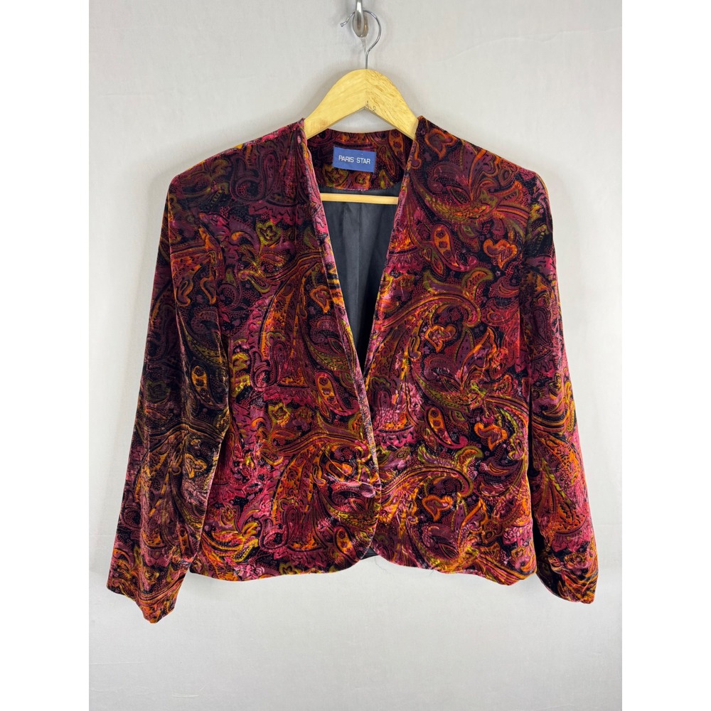 Paris Star Vintage Paisley Velvet Blazer Jacket Multi-Color Size 14 Canada